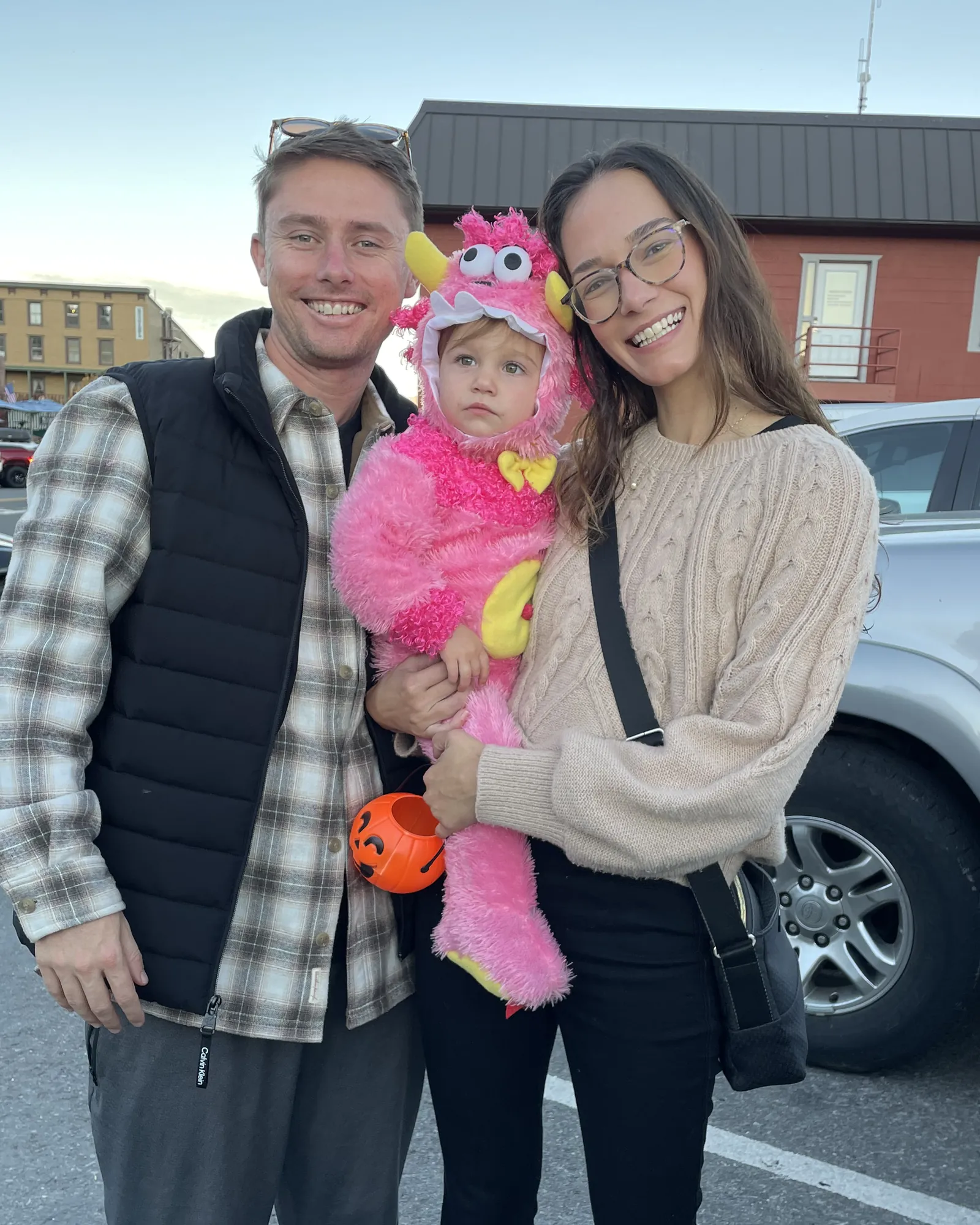 Colten Roderigue with his wife and daughter
